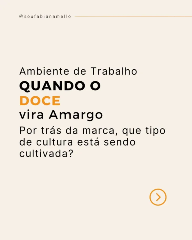 Ambientes de trabalho tóxicos não são apenas desconfortáveis — eles adoecem.

Recentes denúncias sobre uma grande empresa (fabricante de chocolates) nos lembram de algo essencial:
nenhuma marca vale mais que a saúde mental de quem a sustenta todos os dias.

Cultura organizacional não é o que está escrito no site ou na parede.
É o que se vive nos corredores, nas reuniões, nas conversas de bastidores.

Você sente liberdade para se expressar?
Erros são tratados como oportunidades de aprendizado — ou com punição velada?
Sua liderança inspira segurança ou medo?

✨ Identificar os sinais é o primeiro passo para a mudança.
Mas o passo seguinte depende de coragem — a coragem de fazer diferente.

Salve este carrossel para lembrar dos sinais de alerta.
E compartilhe com quem também acredita que trabalho deve ser sinônimo de dignidade — não de desgaste.

#liderançaconsciente #ambientedetrabalho #culturaorganizacional #salutogênese #liderançaquetransforma