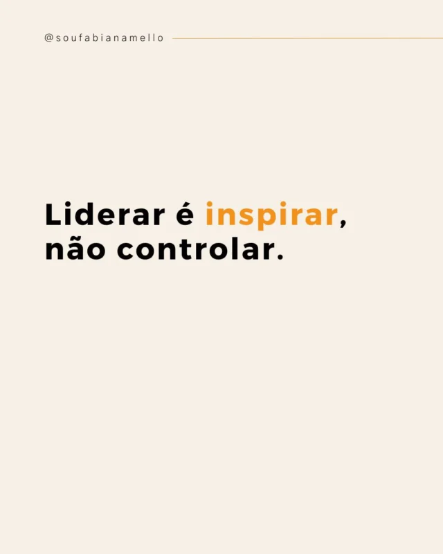 Na minha perspectiva, liderança não é sobre dar ordens ou controlar cada detalhe.
✨ Liderar é inspirar.
É despertar no outro a confiança de que ele pode, sim, crescer, aprender e se superar.

Quando líderes escolhem inspirar ao invés de controlar:
🌿 Equipes florescem.
🌿 Confiança substitui o medo.
🌿 A colaboração se torna natural.

No fundo, inspirar é mais poderoso do que controlar. Porque o controle termina no limite da sua presença, mas a inspiração continua ecoando mesmo quando você não está por perto.

💬 Me conta: quem na sua vida representa uma liderança que inspira? 
Marque essa pessoa aqui nos comentários ❤️